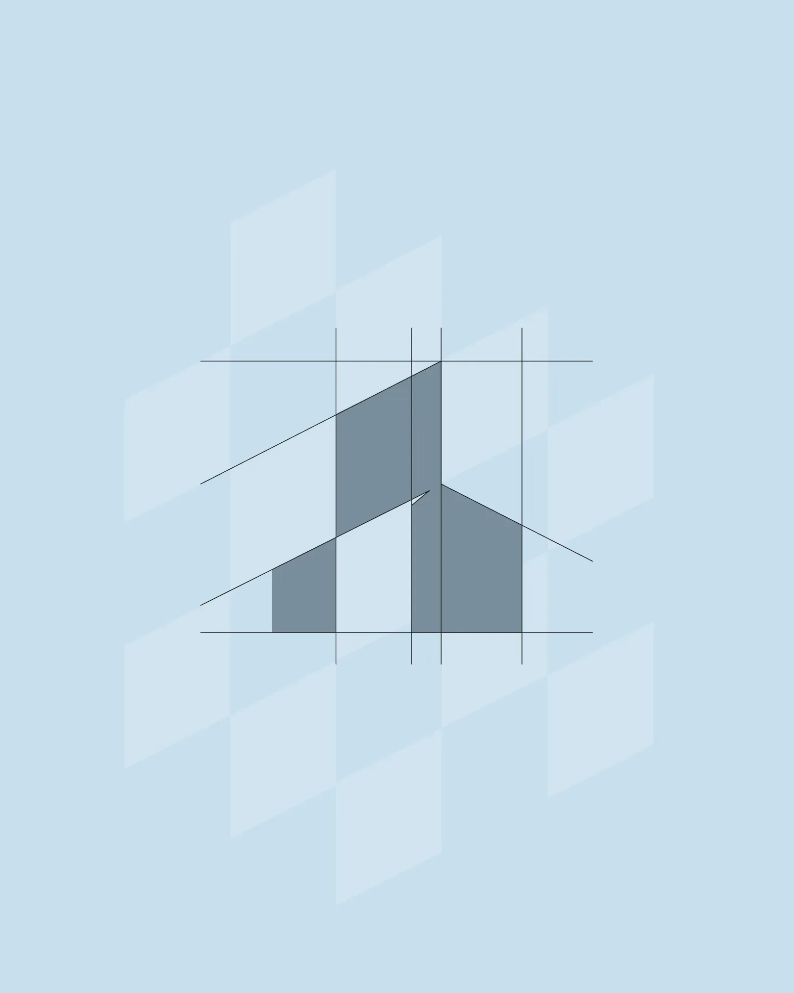 Aleni Immobilien — Architektur-Blueprint mit isometrischem Raster